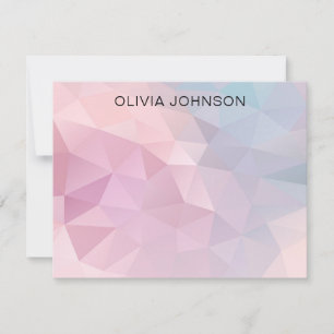 Monogram Name Pink Blue Geometric Flat Note Card Mitteilungskarte