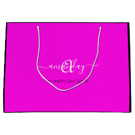 Monogram Name Pink Bridal Sweet16th Wedding Große Geschenktüte