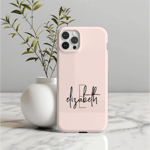 Monogram Name Pink Gold Modern iPhone 16 Pro Hülle