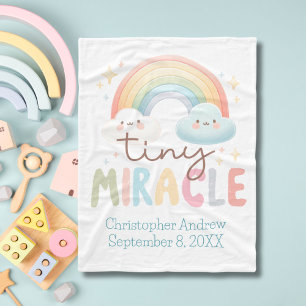 Monogram Name Rainbow Birth Stats Boy Baby Fleecedecke