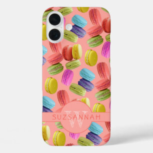 Monogram Name Rainbow Macaron Cookies Muster iPhone 16 Plus Hülle