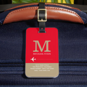 Monogram Name Reisenname Rot Gepäckanhänger