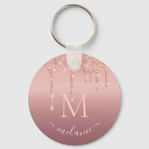 Monogram Name Rose Gold Blush Glitzer Schlüsselanh Schlüsselanhänger