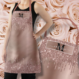 Monogram Name Rose Gold Dripping Metallic Glitzer Schürze