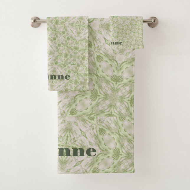 Monogram Name Sage Green Pattern | Badhandtuch Set (Insitu)