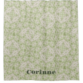 Monogram Name Sage Green Pattern | Duschvorhang