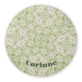 Monogram Name Sage Green Pattern | Keramikknauf