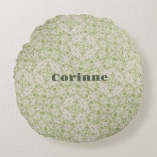 Monogram Name Sage Green Pattern   Rundes Kissen