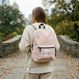 Monogram Name Script Blush Pink Bedruckter Rucksack