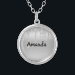 Monogram Name Silver Driving Glitzer Trendy Versilberte Kette<br><div class="desc">Ein hübsch silberner Tropfen Glitzer Name Halskette. Fügen Sie ihren Namen in Monogramm hinzu. Ein tolles Geschenk für sie oder für Ihr Brautparty.</div>