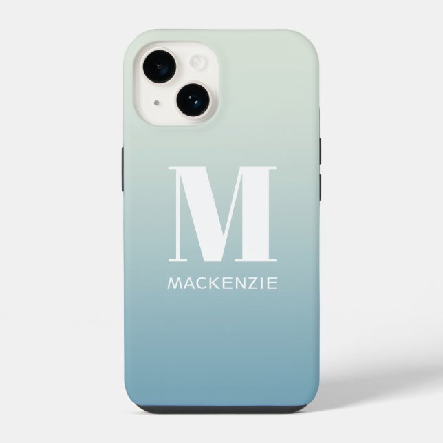 Monogram Name Simple Gradient Personalisiert iPhone 14 Hülle (Rückseite)