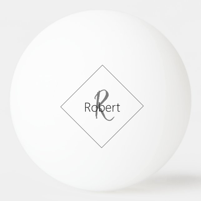 Monogram Name Simple Modern Minimalistisch White B Tischtennisball (Vorderseite)