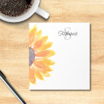 Monogram Name Sunflower Notizblock<br><div class="desc">Dieses personalisierte Notizblock mit Blumen ist mit einer gelben Aquarellblume geschmückt. Einfach mit Ihrem Namen und Monogramm anpassbar. Ändern Sie mithilfe des Entwurfstools die Textgröße, den Stil oder die Farbe. Wenn wir unsere Kunstwerke erstellen, werden Sie dieses exakte Bild von anderen Designern nicht finden. Original Wasserfarbe © Michele Davies.</div>