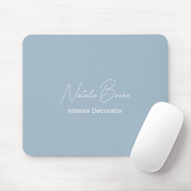 Monogram Name White Light Blue Dekorator Mousepad (Mit Mouse)