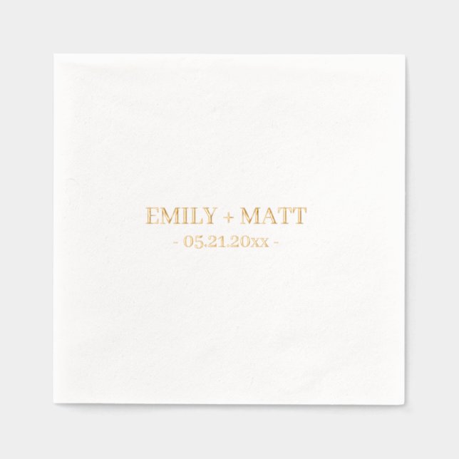 Monogram Names Elegant Wedding Gold Servietten Mit Folie (Vorderseite)
