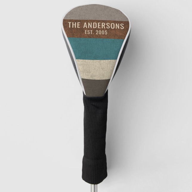 Monogram NameVintage Retro stripe Golf Headcover (Vorderseite)