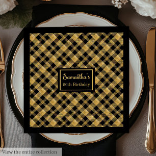 Monogram Napkins Luxe Black Gold Wedding Accent Serviette