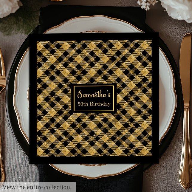 Monogram Napkins Luxe Black Gold Wedding Accent Serviette (Monogram Napkins Luxe Black Gold Wedding Accent)