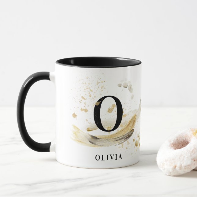 Monogram, natürliches abstraktes Gold Tasse (Mit Donut)