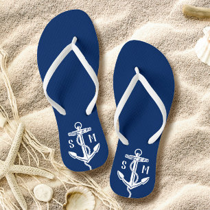 Monogram Nautical Anchor Personalisiert Flip Flops