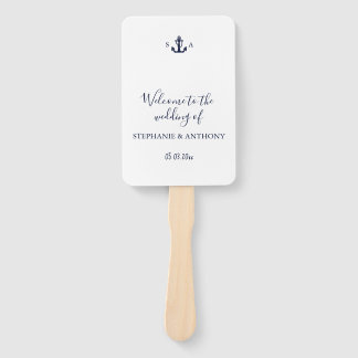 Monogram Nautical Navy Blue Anchor Wedding    Fächer