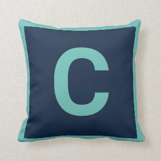 MONOGRAM NAVY AQUA Coussin Cushion DOUBLESIBLE