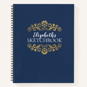 Monogram Navy Blue Artist Sketchbook Notizbuch