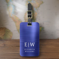 Monogram Navy Blue Brushed Metallic Elegant