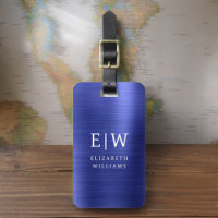 Monogram Navy Blue Brushed Metallic Elegant
