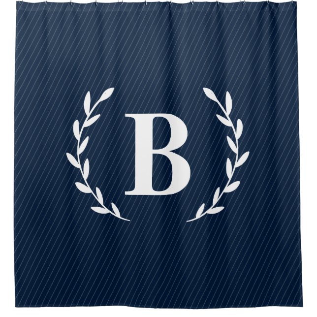 Monogram Navy Blue Duschvorhang (Vorderseite)
