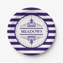 Monogram Navy Blue Elegant Nautical Paper Teller
