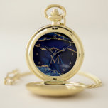 Monogram Navy Blue Gold Marmor Pocket Watch Gesche Taschenuhr<br><div class="desc">Pocket Watch mit Monogram Agate Navy Blue Gold Edelstein Marble Geode Glitzer Sparkle Personalisiert Geburtstag - Geburtstag oder Hochzeitsgeschenk / Beißig - Add Your Letter / or Name - Text oder Entfernen - Make Your Special Pocket Watches Geschenk - Neu formatieren und verschieben oder entfernen und hinzufügen / Elemente mit...</div>