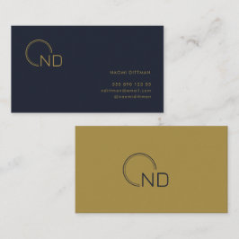 Monogram Navy Blue Gold Minimalistisch Personal Visitenkarte