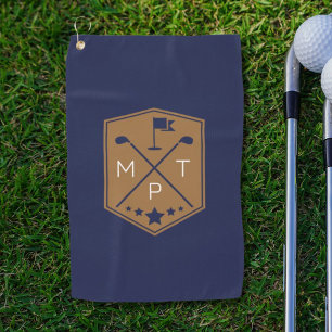 Monogram Navy Blue Name Personalisiert Golfhandtuch