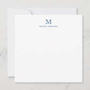 Monogram Navy Blue Simple Modern Typografy Mitteilungskarte