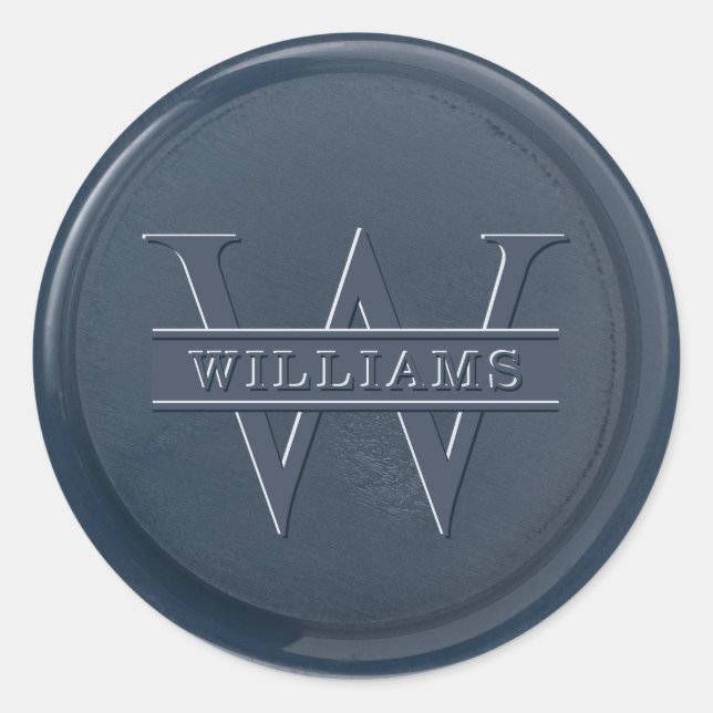 Monogram Navy Blue Wax Siegel Sticker (Vorderseite)