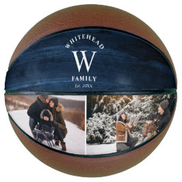 Monogram Navy Blue Wood Foto Collage Basketball