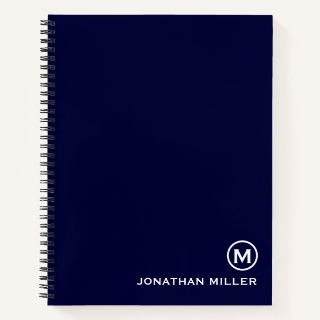Monogram Navy Spiral Notebook Notizbuch (Vorderseite)