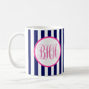 Monogram Navy Strip Kaffeetasse