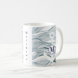 Monogram Navy und White Nautical Anchor Kaffeetasse