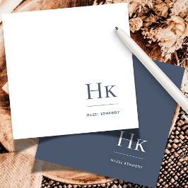 Monogram Navy White Simple Elegance Social Notecar Mitteilungskarte