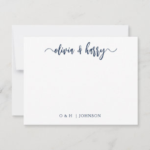 Monogram Navy White Wedding Note Card Mitteilungskarte