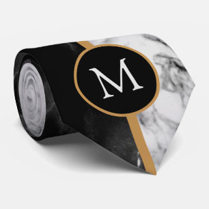 Monogram Neck Tie mit Schwarz-weißem Marmor Krawatte