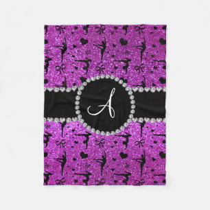 Monogram Neon lila Glitzer Gymnastik Herzen Fleecedecke