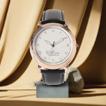 Monogram-Neutral-Elfenbeincreme | Modern Gold stil Armbanduhr<br><div class="desc">Monogram-Neutral-Elfenbeincreme | Modernes Gold Stilvoll. Diese elegante und moderne Uhr wurde mit handgeschriebener Schrift-Typografie entworfen, gepaart mit einer Blocktypografie in schwarz auf einem schicken neutralen Elfenbeinhintergrund, und hat Platz, um deinen Namen zu schreiben. Der Name Monogramm kann leicht personalisiert sein, um ein Design zu einem einzigartigen, perfekten niedlichen Geschenk für...</div>