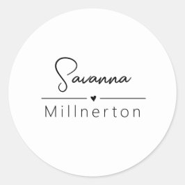Monogram Neutral Modern Minimalist Elegant Runder Aufkleber
