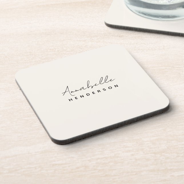 Monogram Neutral Modern Minimalist Stylish Getränkeuntersetzer (Linke Seite)