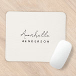 Monogram Neutral Modern Minimalist Stylish Mousepad<br><div class="desc">A einfache stylish custom monogram design with a modern minimalist handwritten script typography paired with a block typography in black on natural ivory cream background. The monogram name can easily be personalized to make design as unique as you are! Die perfektly personal gift or requory for any chance!</div>