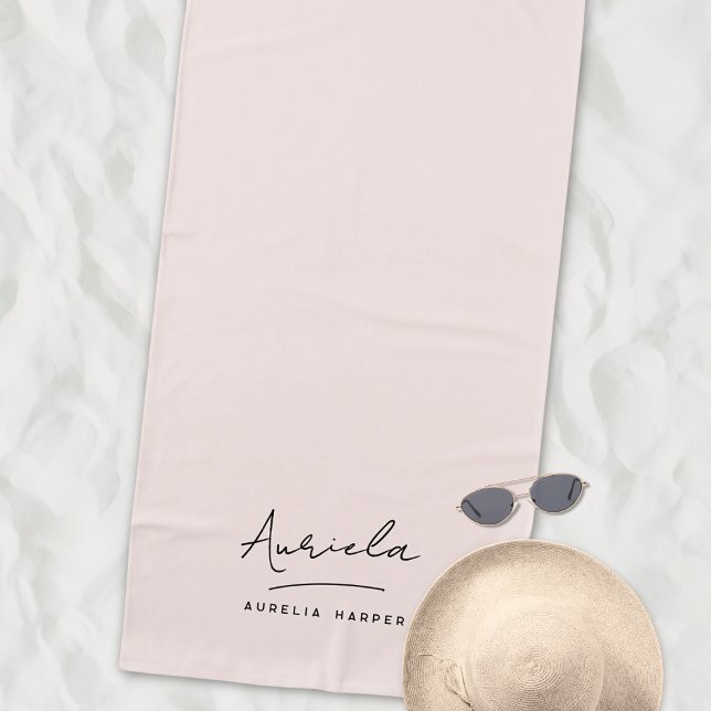 Monogram Neutral Modern Stilvolle Minimalistische  Strandtuch (Von Creator hochgeladen)