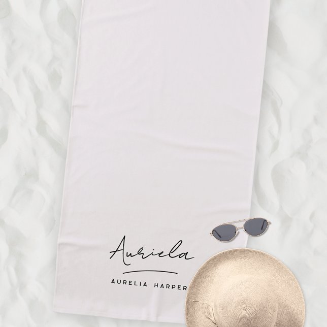 Monogram Neutral Modern Stilvolle Minimalistische  Strandtuch (Von Creator hochgeladen)